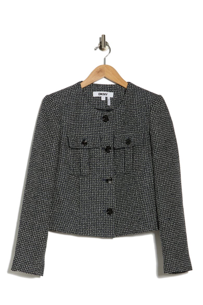 Tweed Crop Jacket, Alternate, color, NAVY COMBO