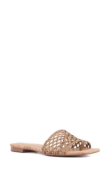 Torgeis Bronze Woven Slide Sandal In Bronze