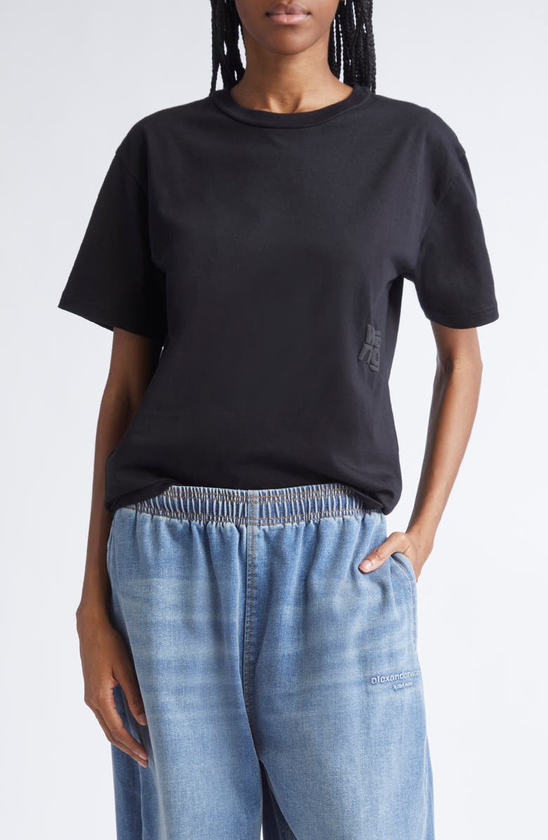 Alexander Wang Puff Logo Cotton Jersey T-Shirt, Main, color, Black