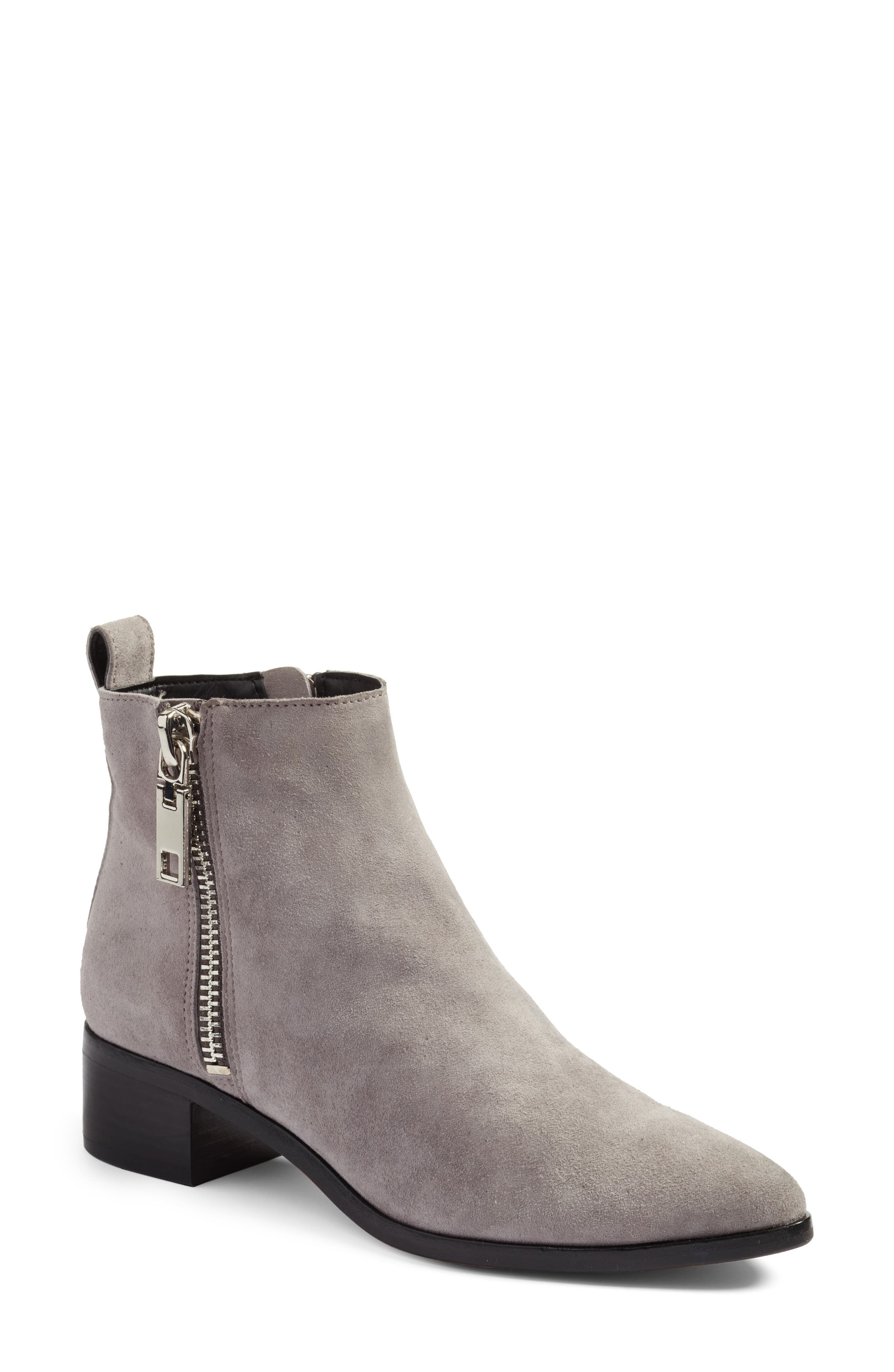 Marra Double Zip Bootie, Main, color, GREY SUEDE