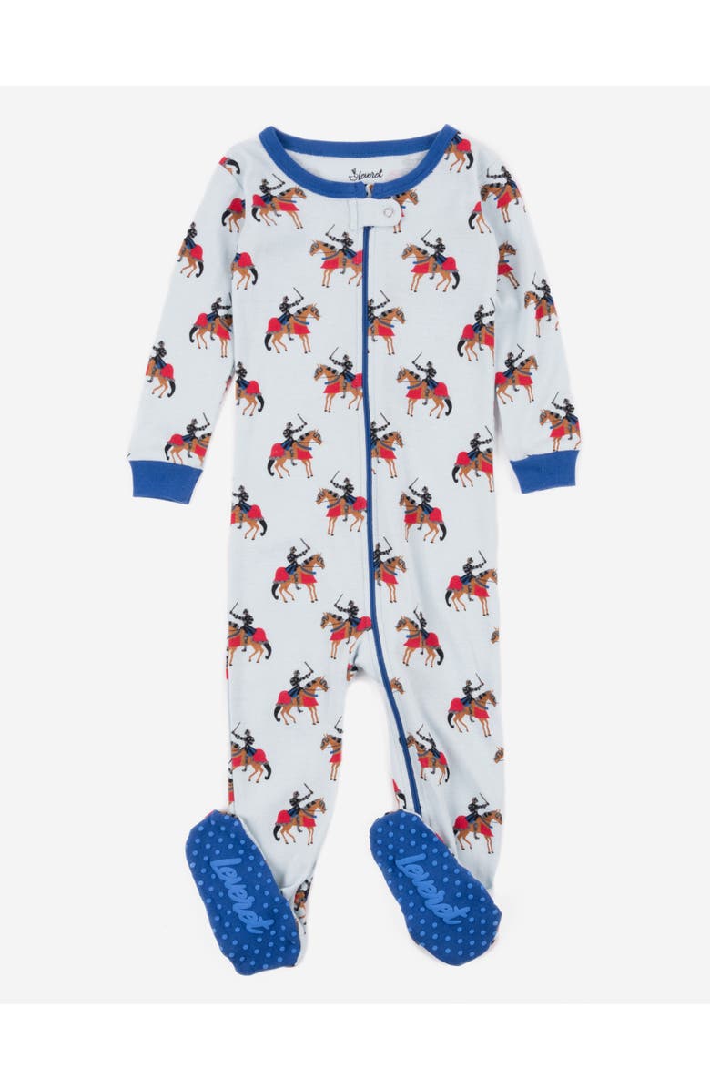 Leveret Kids Cotton Footed Printed Pajamas, Animal, Holiday & Fun Prints, Main, color, Knights