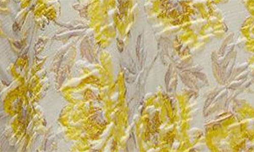 DESSY COLLECTION DESSY COLLECTION GOLDEN METALLIC FLORAL MIDI COCKTAIL DRESS