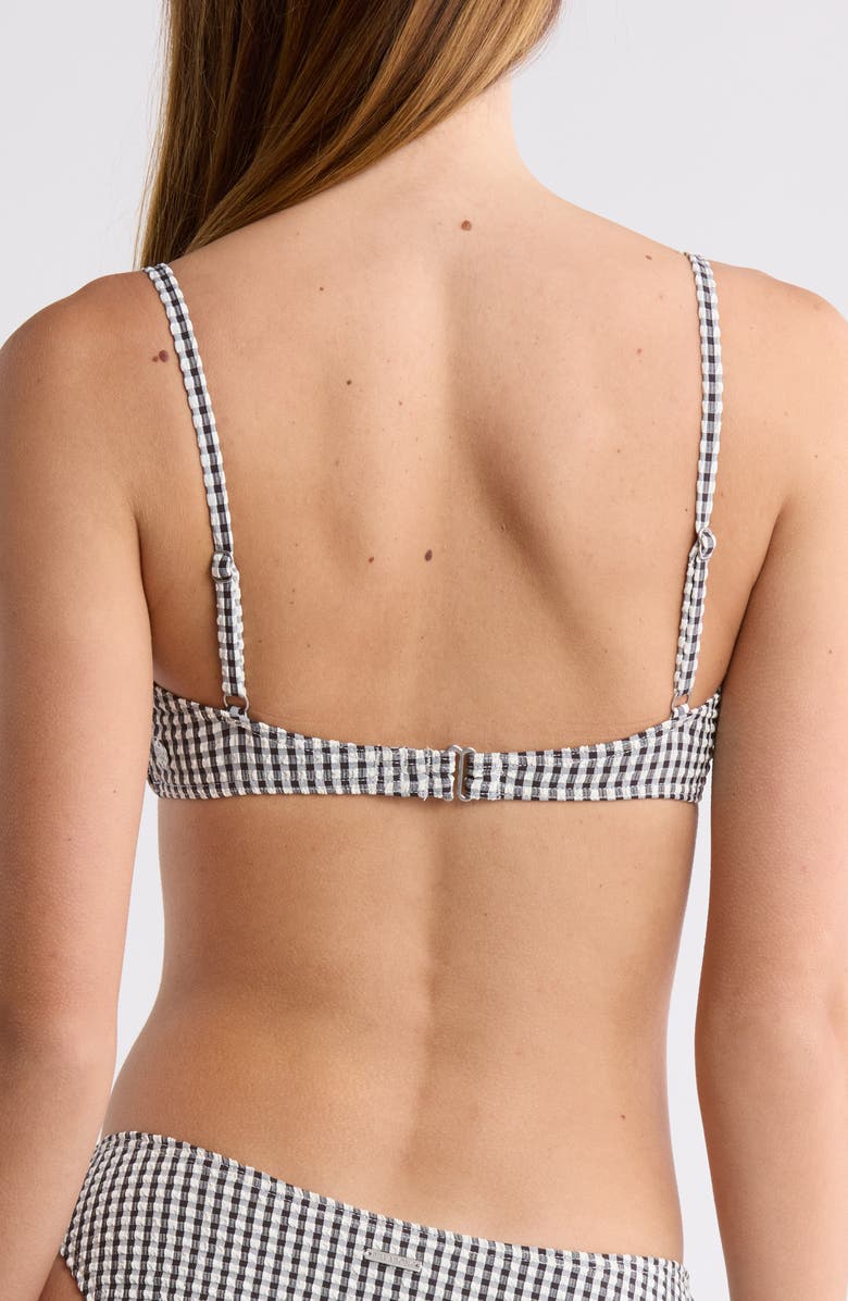 Billabong Cara Wave Check Tie Front Bikini Top, Alternate, color, Black Pebble