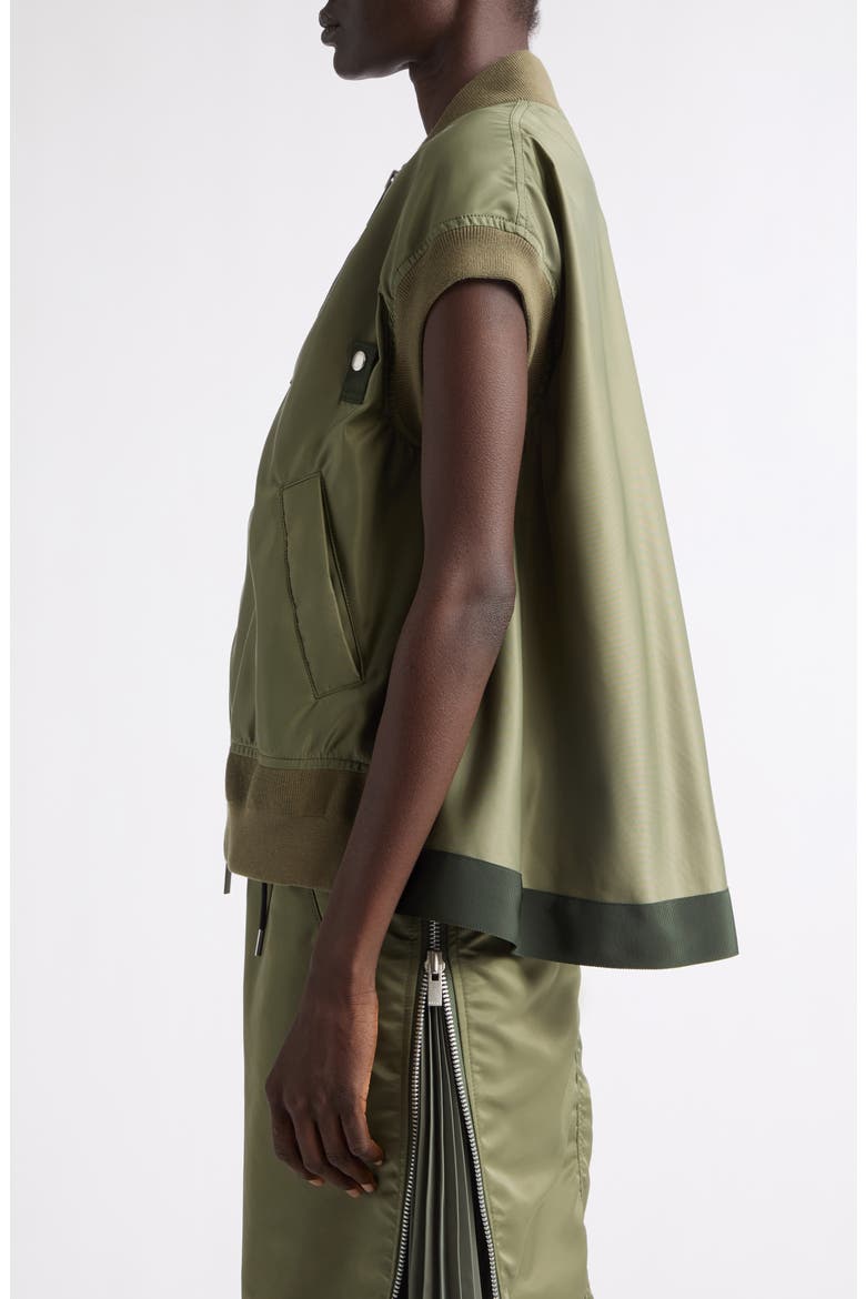 Nylon Twill Bomber Vest, Alternate, color, KHAKI