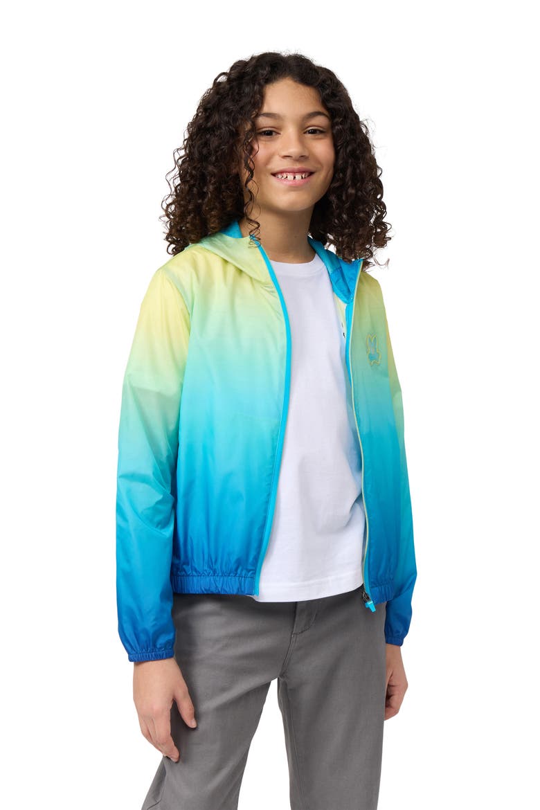 Kids' Ombré Water Repellent Zip-Up Hooded Jacket, Alternate, color, ATOMIC BLUE