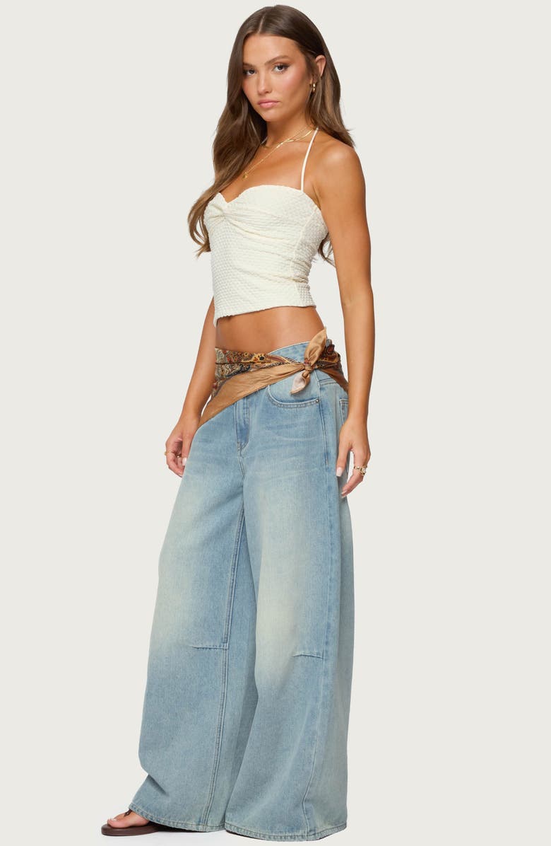 EDIKTED Zoee Textured Halter Top, Alternate, color, Cream