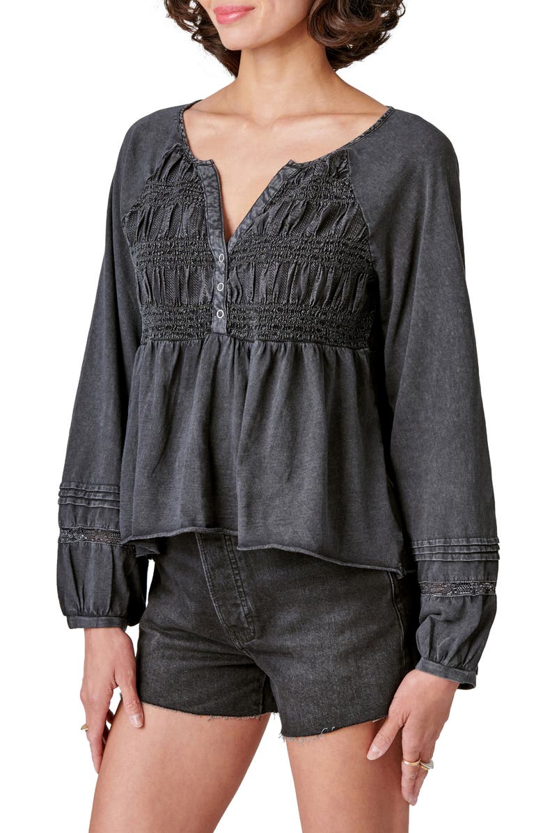 Lucky Brand Textured Babydoll Blouse, Alternate, color, 