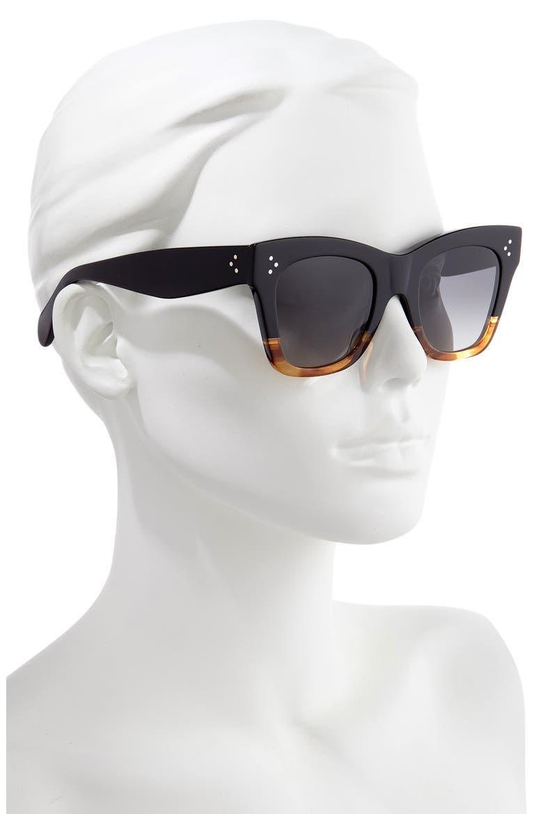 50mm Polarized Square Sunglasses, Alternate, color, MATTE BLACK/ SMOKE POLARIZED