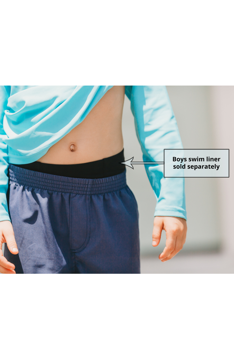 CITY THREADS Boys UPF 50+ Soft Stretch Club Above The Knee Swim Trunks, Alternate, color, Charcoal