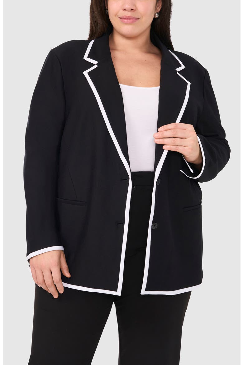 Tipped Knit Blazer, Main, color, RICH BLACK 060