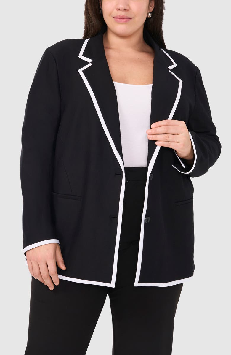 Halogen<sup>®</sup> Tipped Knit Blazer, Main, color, Rich Black 060