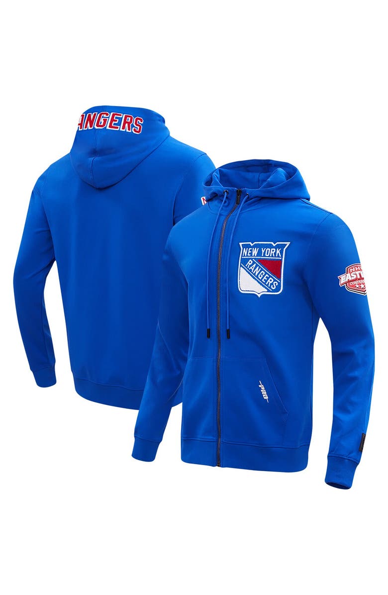 PRO STANDARD Men's Pro Standard Blue New York Rangers Classic Chenille Full-Zip Hoodie Jacket, Alternate, color, 
