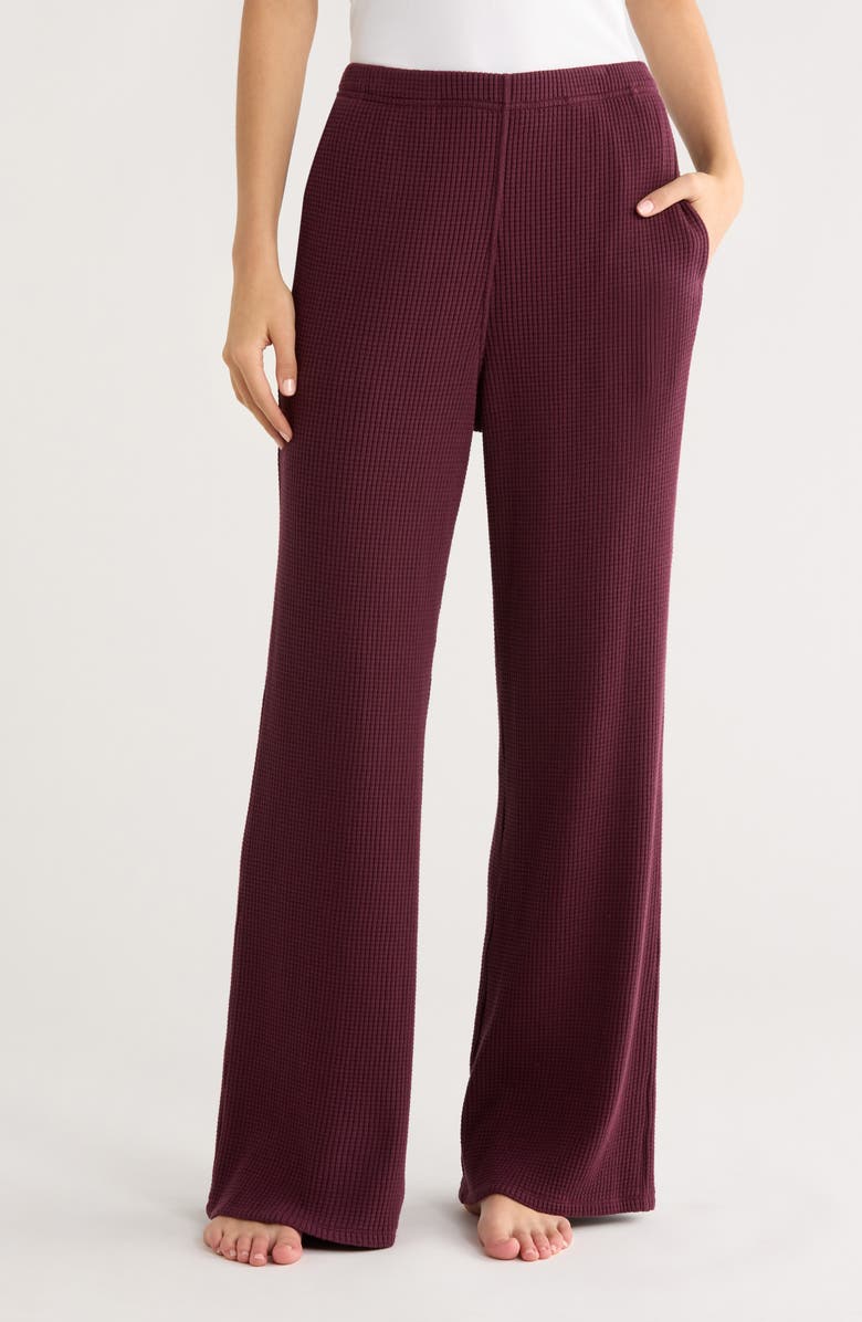 Lunya Waffle Soft Wide Leg Pants, Main, color, Vint Merlot