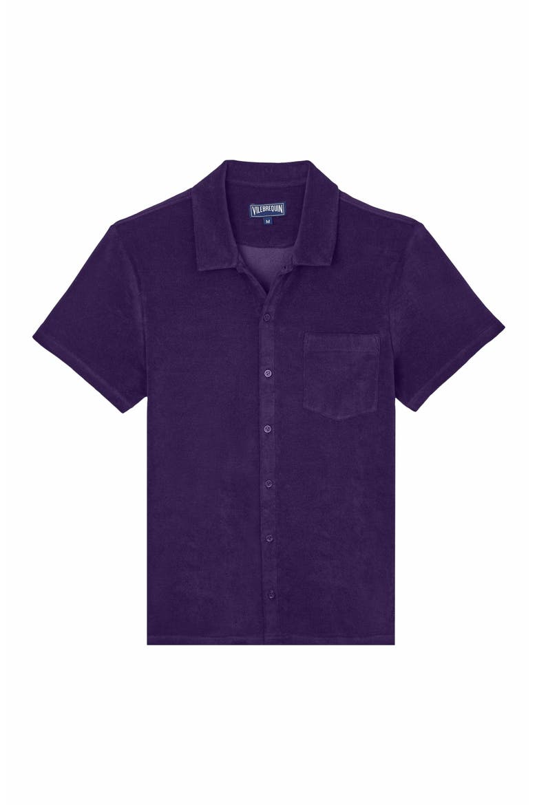 Men's Solid Organic Terry Short Sleeve Shirt, Main, color, MINUIT