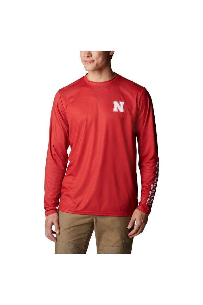 Men's Columbia Scarlet Nebraska Huskers Terminal Shot Omni-Shade Omni-Wick Long Sleeve T-Shirt, Main, color, Scarlet