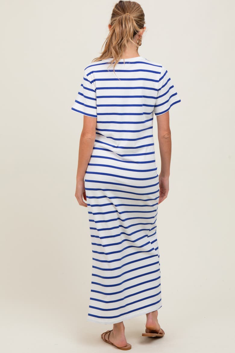Striped Side Slit Maxi Dress, Alternate, color, Royal Blue