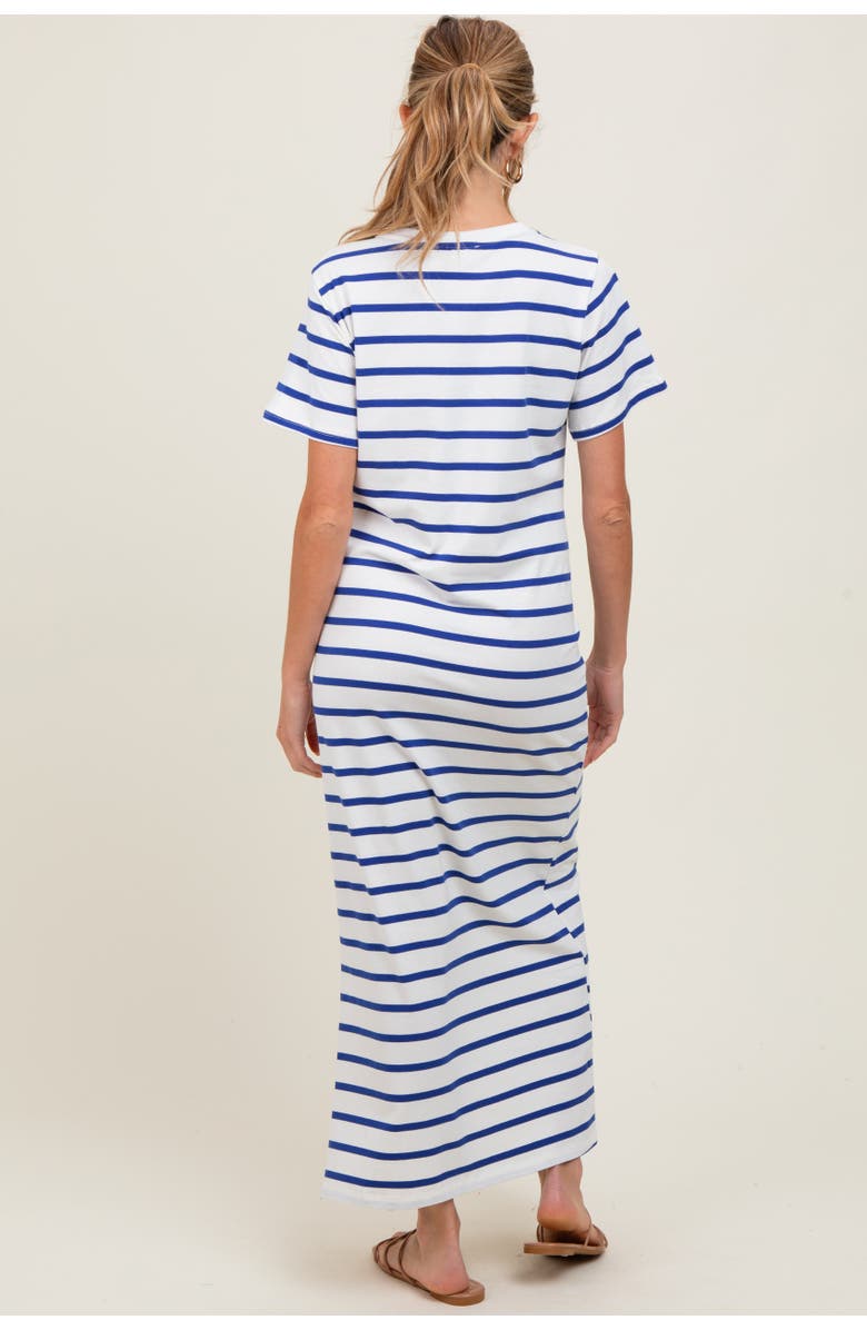 PinkBlush Striped Side Slit Maxi Dress, Alternate, color, Royal Blue