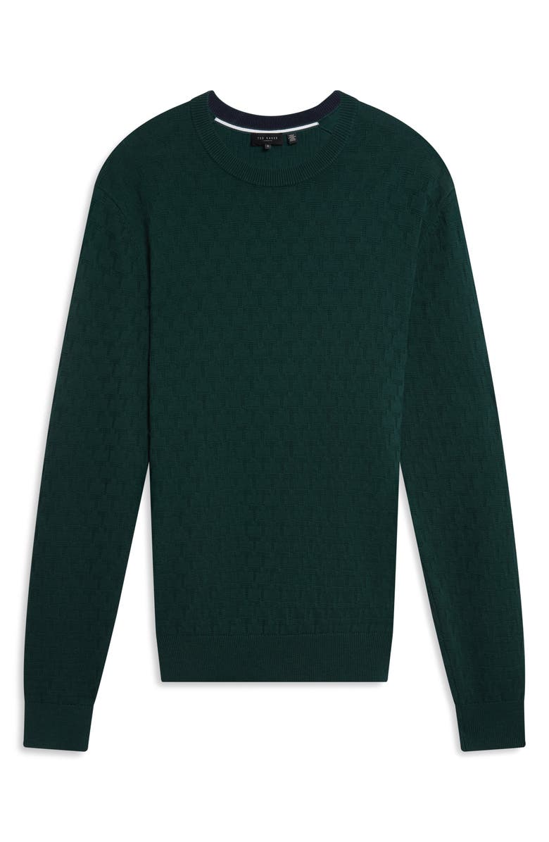 Ted Baker Sainsy Jacquard Cotton Blend Sweater, Alternate, color, Dark Green