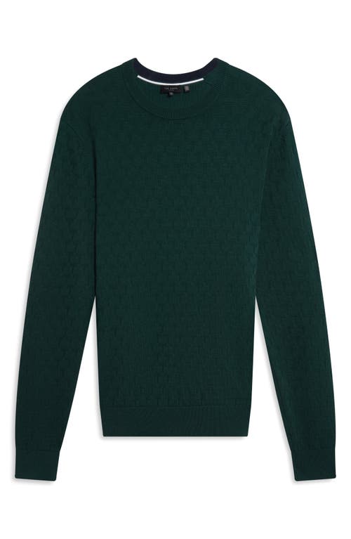 Ted Baker Sainsy Jacquard Cotton Blend Sweater In Green