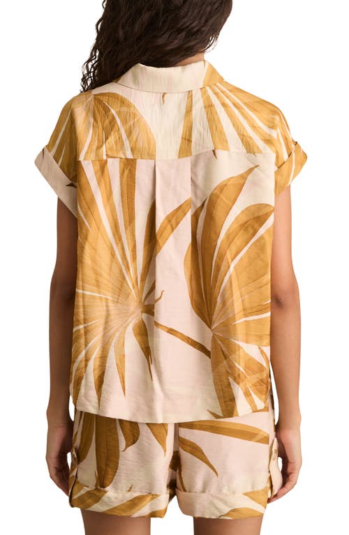 Reiss Womens Neutral Hannah Palm-print Woven Shirt In Brown