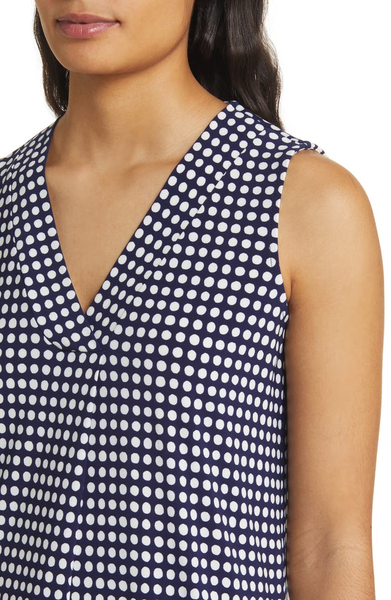 Anne Klein Polka Dot Pleat Neck Shell, Alternate, color, 