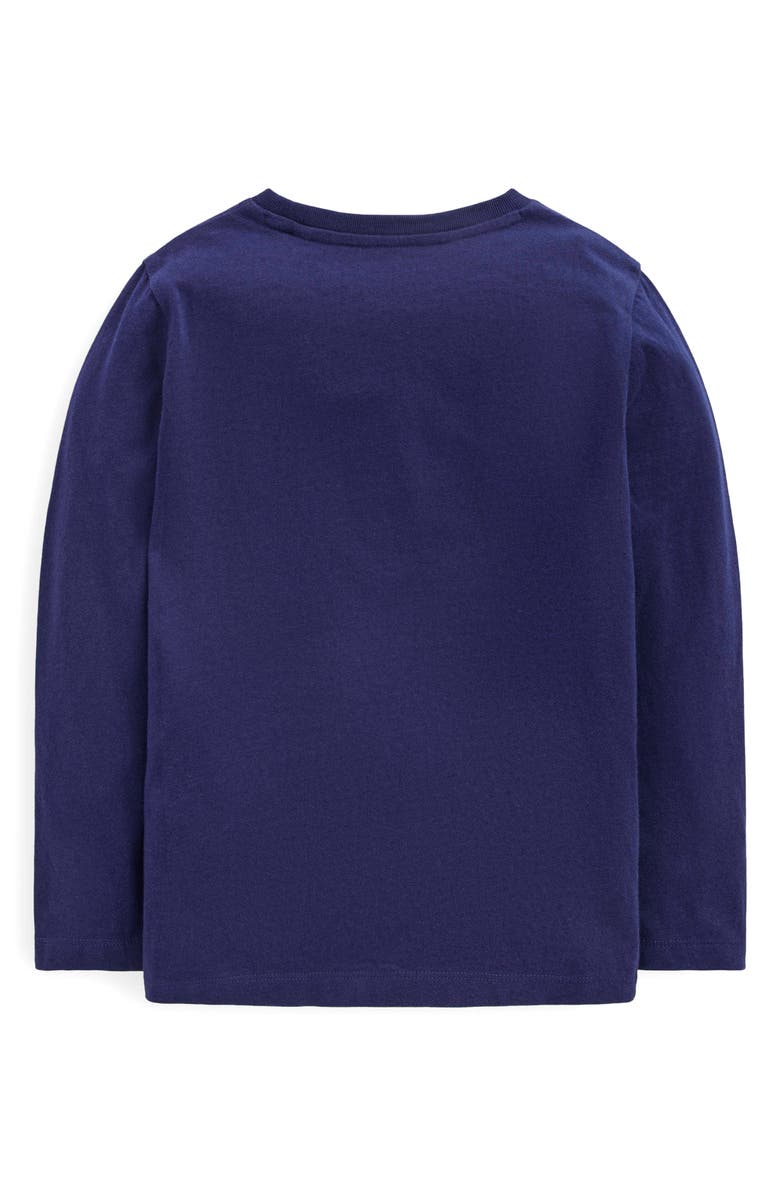 Boden Kids' Superstitch Long Sleeve Cotton T-Shirt, Alternate, color, College Navy Walrus