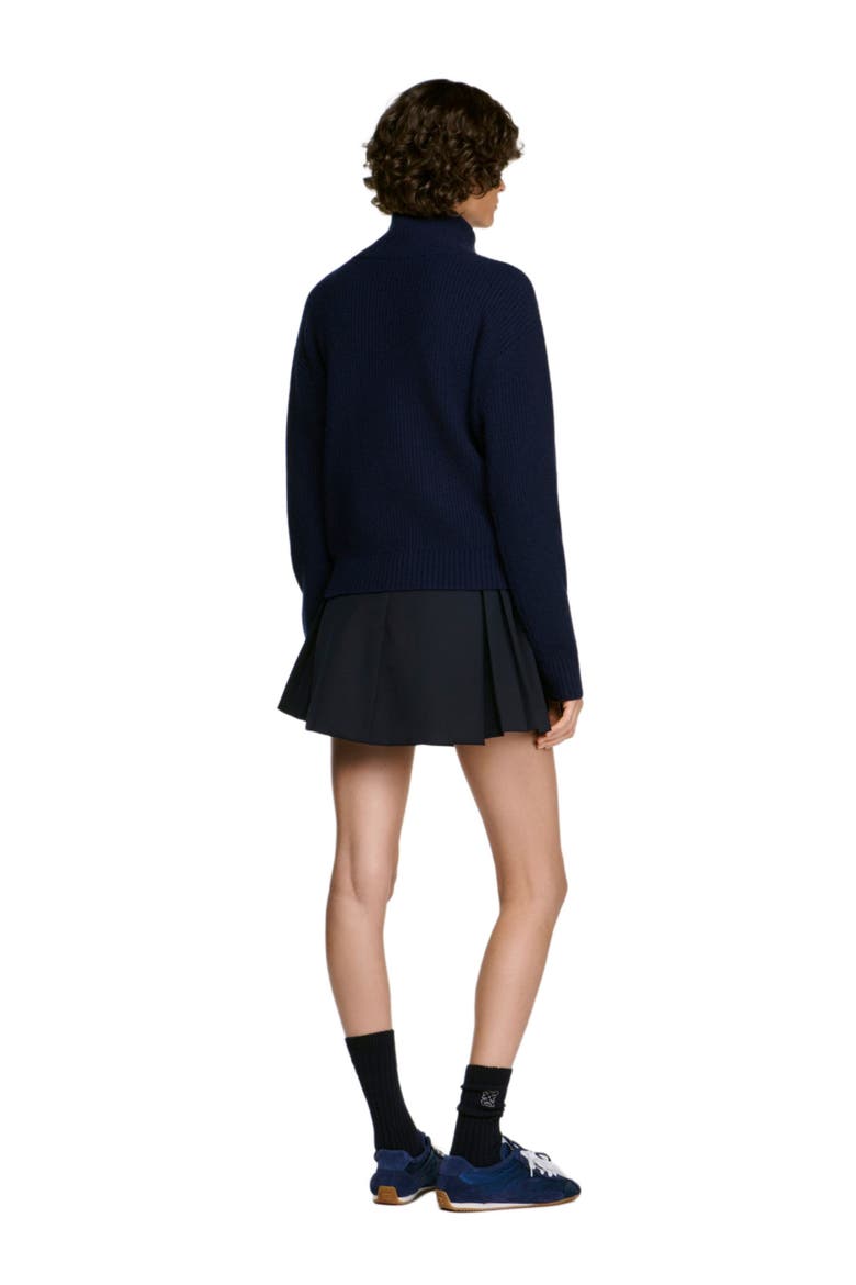 Wool and cashmere half-zip sweater, Alternate, color, Navy blue
