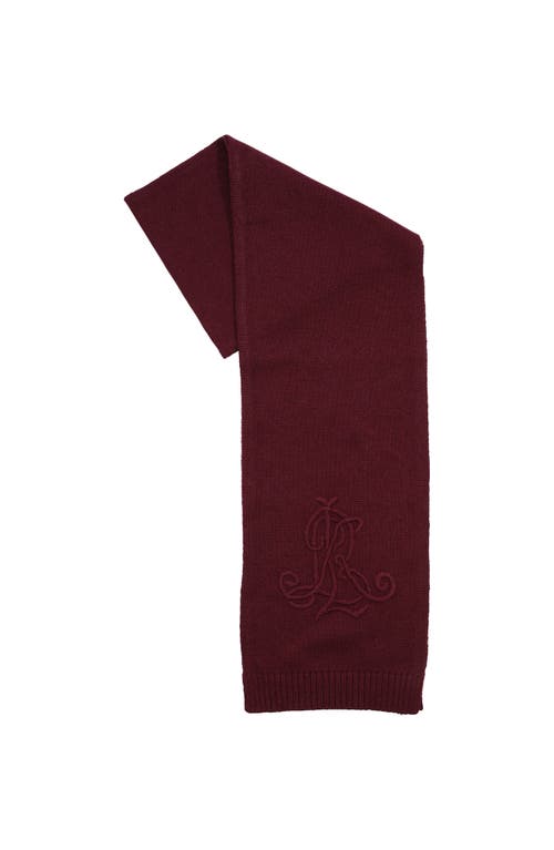 Lauren Ralplh Lauren Embroidered Logo Scarf In Burgundy