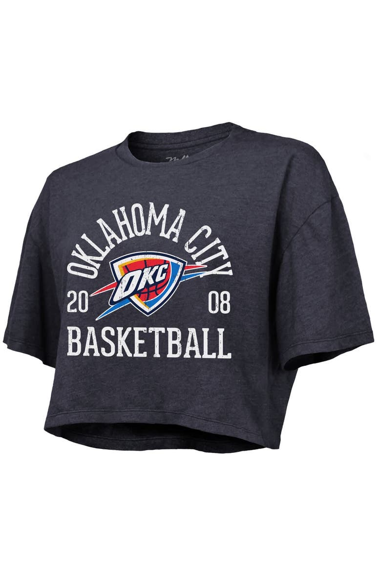 Majestic Threads Women's Majestic Threads Navy Oklahoma City Thunder Boxy Crop Top, Alternate, color, Navy