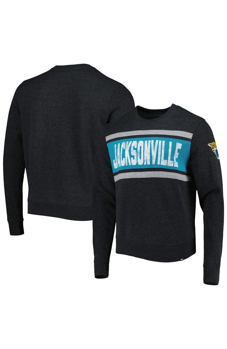 '47 Men's '47 Heathered Black Jacksonville Jaguars Bypass Tribeca Pullover Sweatshirt, Main, color, Black