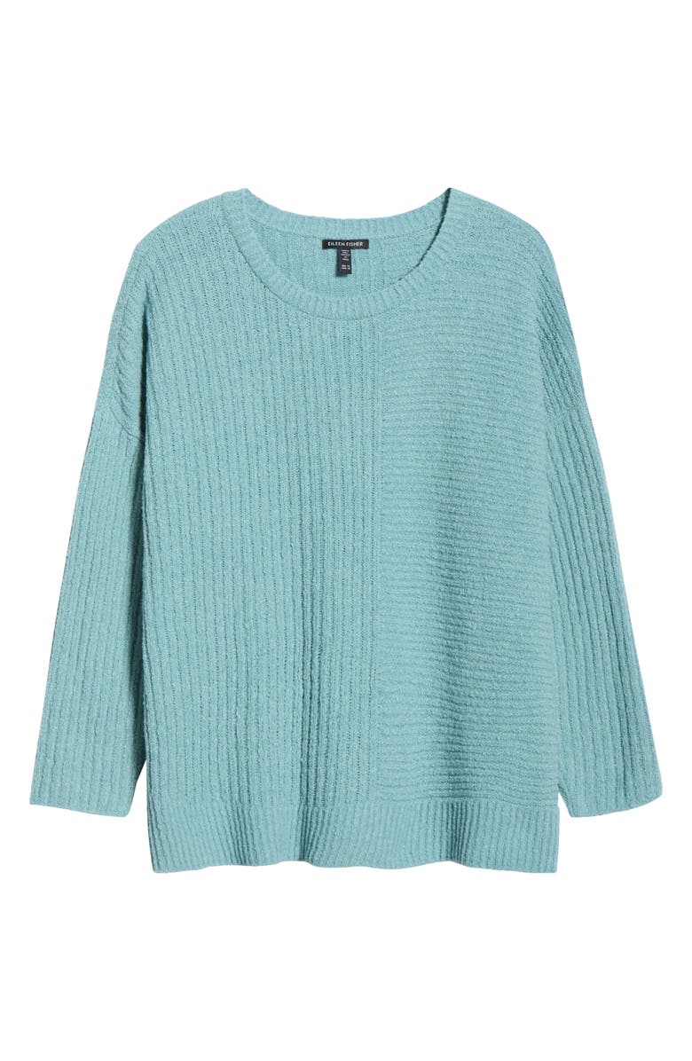 Eileen Fisher Crewneck Rib Organic Cotton Blend Sweater, Alternate, color, Seafoam