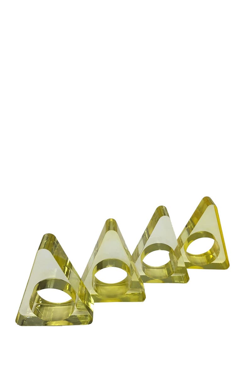R16 HOME Yellow Triangle Napkin Ring, Main, color, Neon Yellow