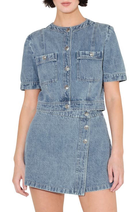 Denim Button-Up Crop Top