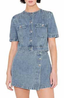 FREEMARKET Denim Button-Up Crop Top