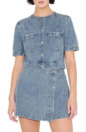 FREEMARKET Denim Button-Up Crop Top