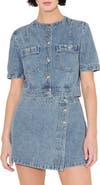 FREEMARKET Denim Button-Up Crop Top