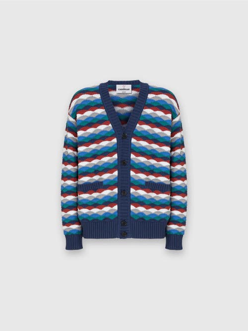 Missoni Wave-patterned Cardigan In Blue & Green