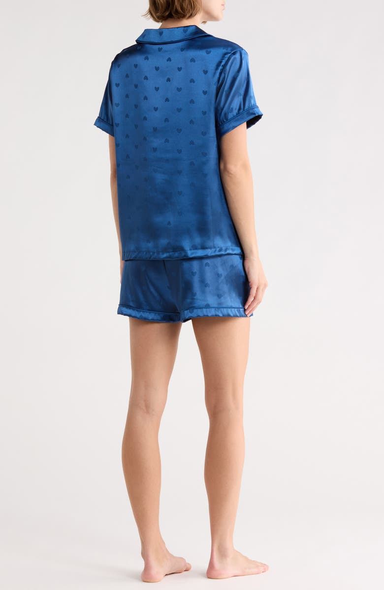 Tart Dixie Heart Satin Shorts Pajamas, Alternate, color, Navy Heart Jacquard