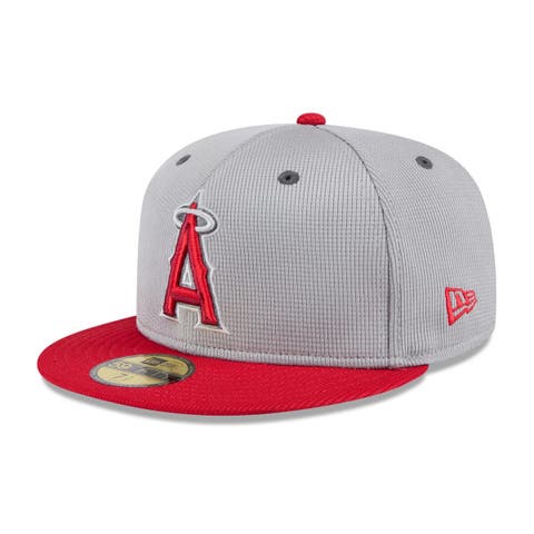 Men
s New Era  Gray/Red Los Angeles Angels 2025 Batting Practice 59FIFTY Fitted Hat