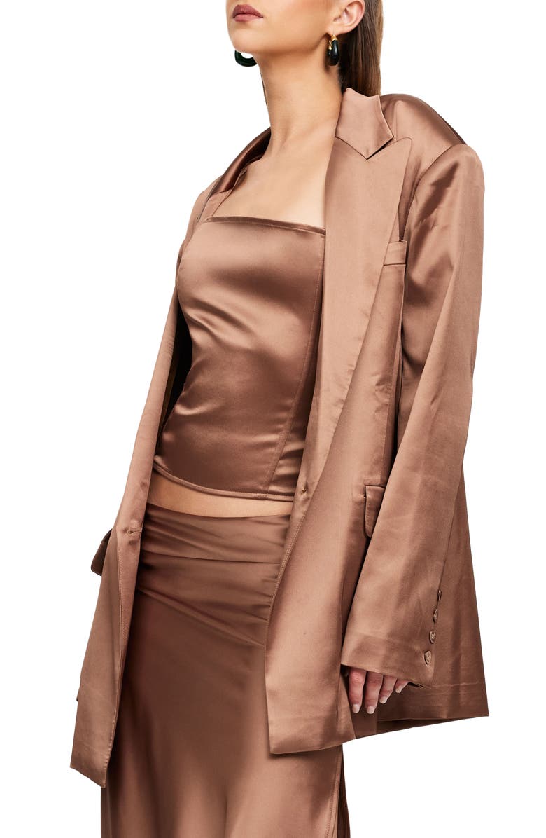 LIONESS NYC Oversize Satin Blazer, Main, color, 
