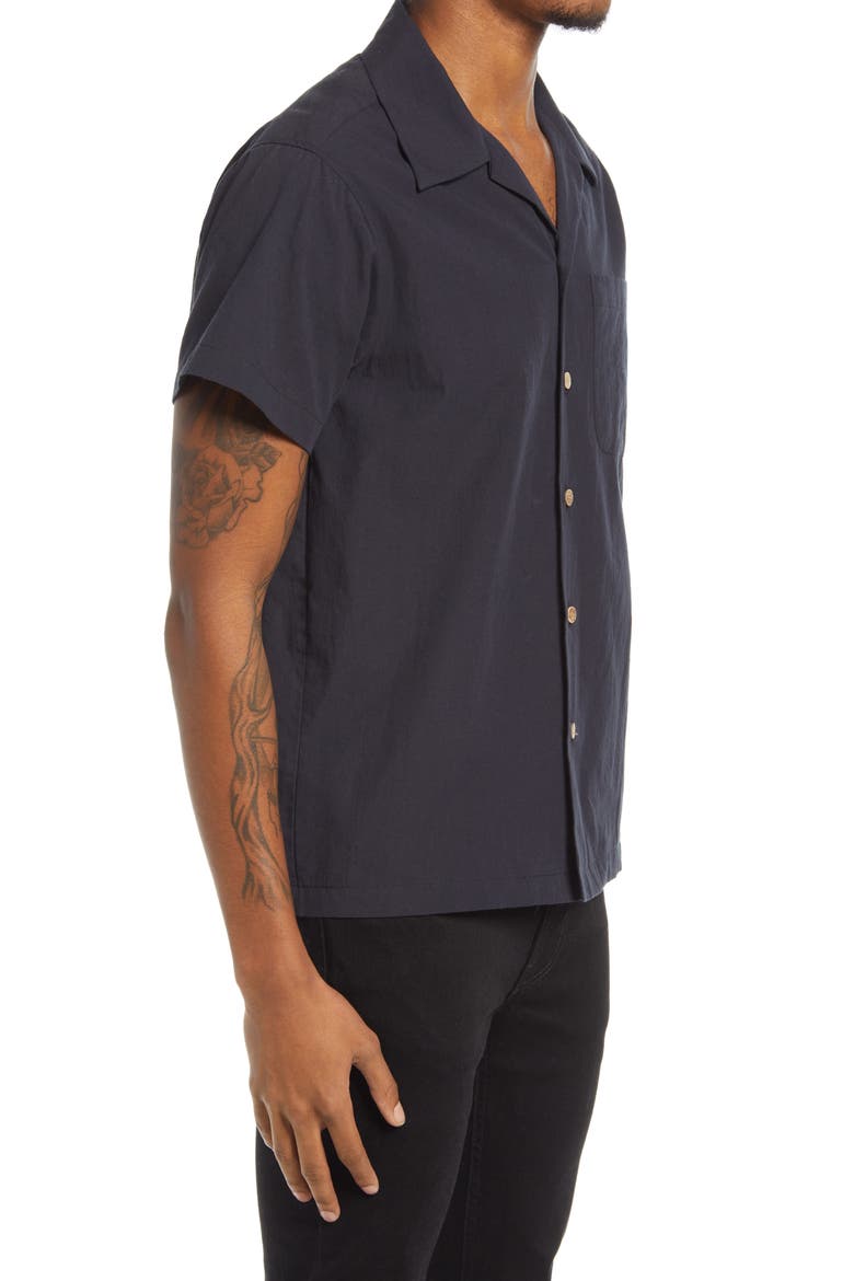 Naked & Famous Aloha Camp Shirt, Alternate, color, WASHED CHAMBRAY - BLACK