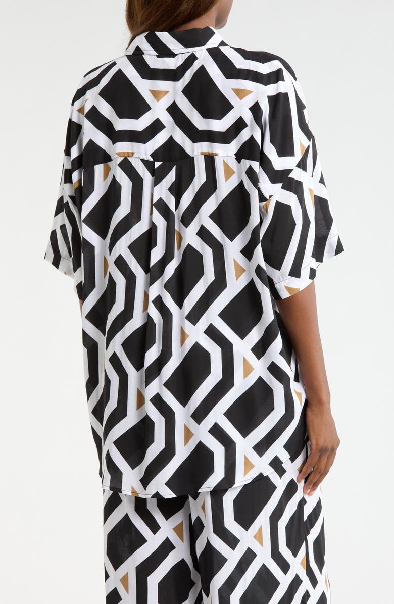 Sea Level Aloha Cover-Up Shirt, Alternate, color, Black Print