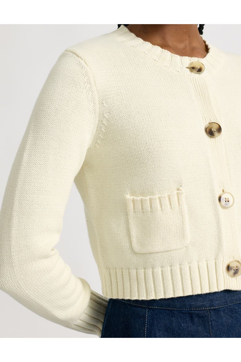 Cotton Cropped Cardigan, Alternate, color, Cream