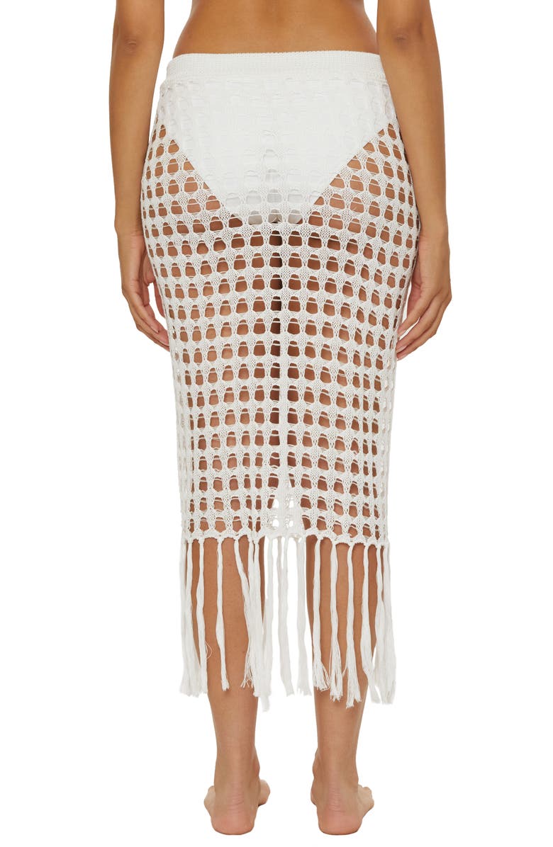 Becca Venica Open Knit Cover-Up Skirt, Alternate, color, White