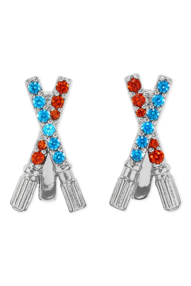 Star Wars™ Lightsaber Duel Cubic Zirconia Hoop Earrings, Main, color, SILVER