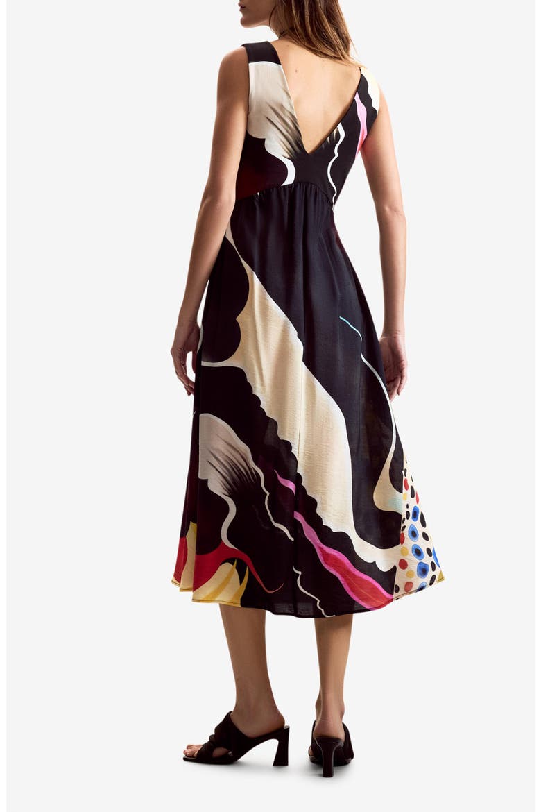 Abstract Print Sleeveless A-Line Dress, Alternate, color, BLACK