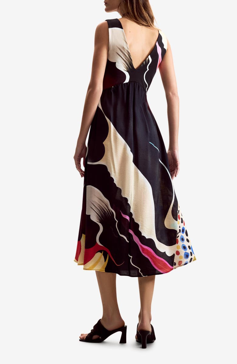 Desigual Abstract Print Sleeveless A-Line Dress, Alternate, color, Black