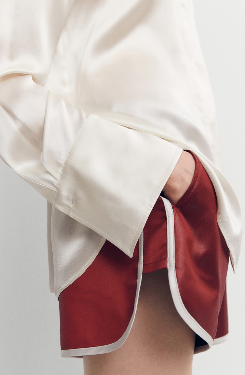 MANGO Silk Satin Button-Up Shirt, Alternate, color, 