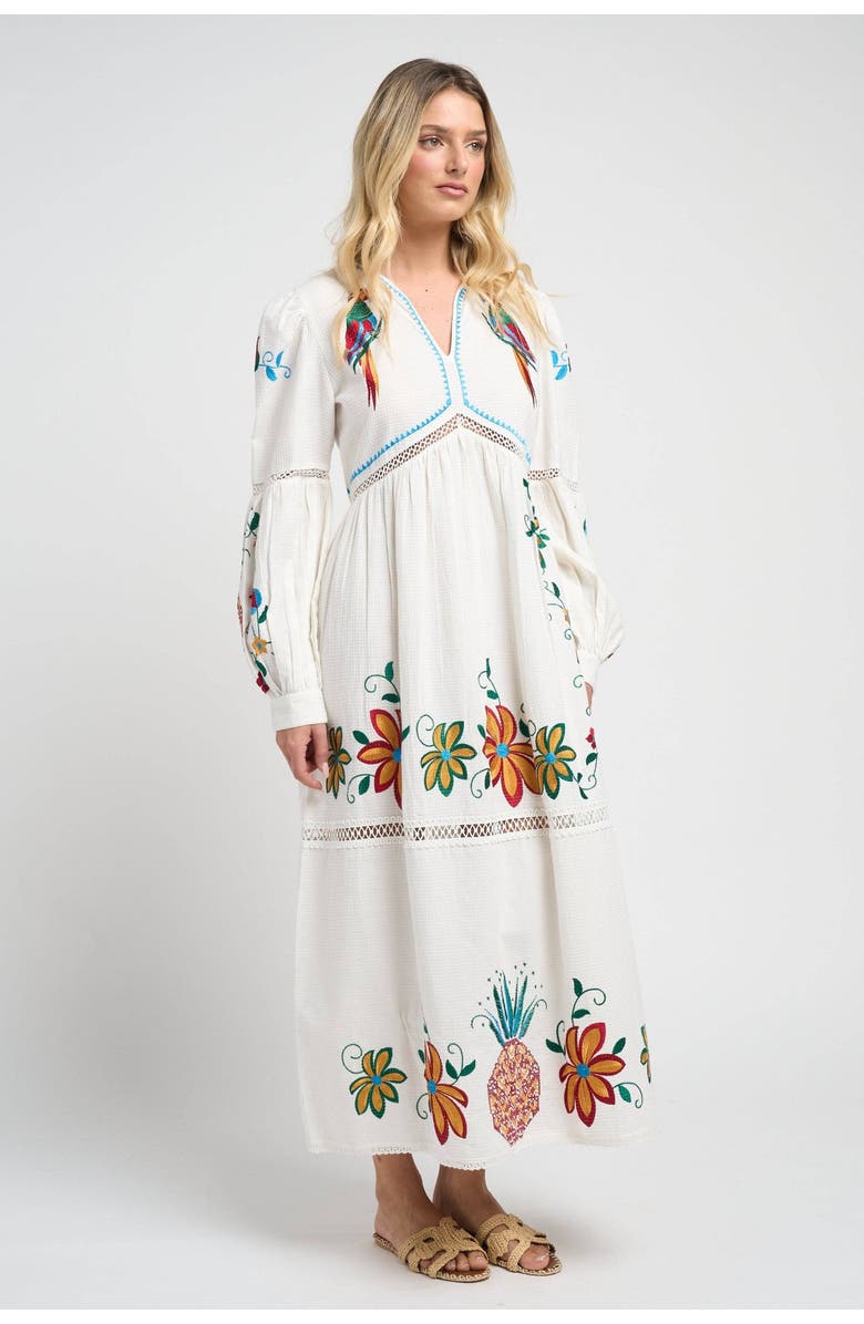 GUADALUPE DESIGN Sofia Parrot Dress, Alternate, color, White