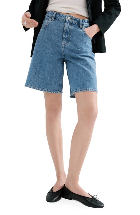 High Waist Long Denim Shorts (Regular & Plus)